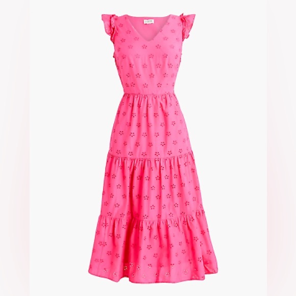J.Crew Factory Cotton Eyelet Midi Dress In Tropical Azalea Pink
Size 8 - Picture 2 of 12